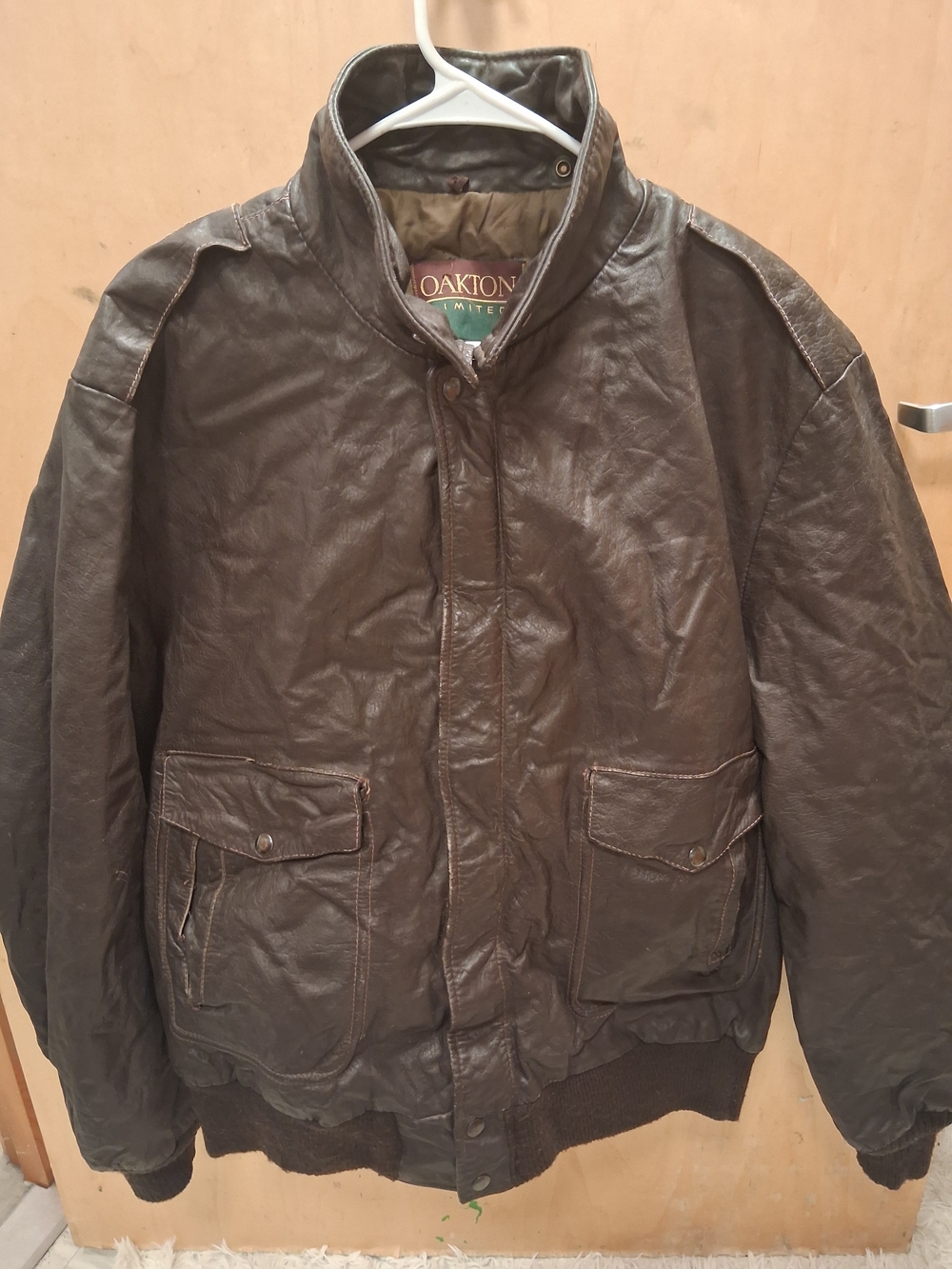 Oakion Limited Brown Leather Bomber Jacket